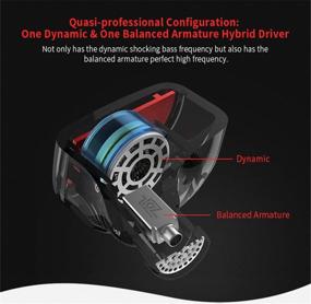 img 2 attached to Yinyoo KZ ES4 Гарнитура Hifi стерео спортивные наушники с микрофоном - проводные наушники с шумоподавлением, два драйвера 1DD 1BA, глубокие басы, эргономичный комфорт для бега, тренировок в зале (синий микрофон)