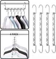 👕 4-pack space saving hangers by kleverise - magic cascading stainless steel clothes hangers - optimized storage organizers for clothing closet space saving logo