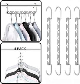 img 4 attached to 👕 4-Pack Space Saving Hangers by KLEVERISE - Magic Cascading Stainless Steel Clothes Hangers - Optimized Storage Organizers for Clothing Closet Space Saving