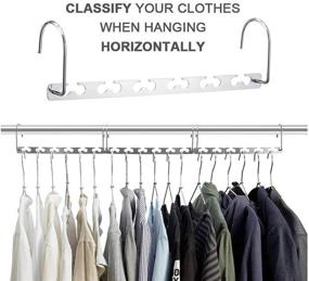 img 1 attached to 👕 4-Pack Space Saving Hangers by KLEVERISE - Magic Cascading Stainless Steel Clothes Hangers - Optimized Storage Organizers for Clothing Closet Space Saving