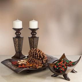 img 3 attached to 🕯️ Schonwerk Crackled Mosaic Pillar Candle Holder Set of 2 - Stunning Table Decorations - Perfect for Dining and Living Room Centerpieces - Ideal Wedding Gift in Walnut