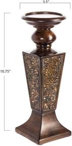 img 1 attached to 🕯️ Schonwerk Crackled Mosaic Pillar Candle Holder Set of 2 - Stunning Table Decorations - Perfect for Dining and Living Room Centerpieces - Ideal Wedding Gift in Walnut