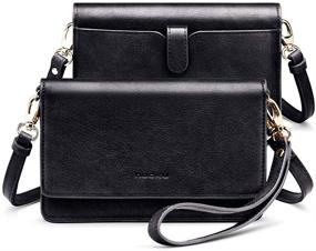 img 4 attached to 👜 Stylish nuoku Women Small Crossbody Bag: RFID Cellphone Purse Wallet with Card Slots and 2 Straps - Perfect Wristlet (Max 6.5'')