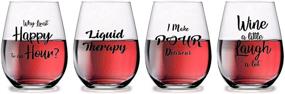 img 4 attached to 🥂 Set of 4 Unbreakable Plastic Wine Glasses in a Great Box - Funny, Durable, and Shatterproof Stemless Design for Wine, Beer, Whiskey, Cocktails, and Any Beverage - Perfect for Outdoor Parties, Poolside, Camping, Beach Trips, and On-the-Go - 16oz (B)