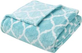 img 3 attached to 🛋️ Microlight Aqua Plush Throw Blanket - Madison Park Ogee Design, Lightweight Oversize Spread for Cozy Living Room Couch, Sofa, Bed - 60"x70