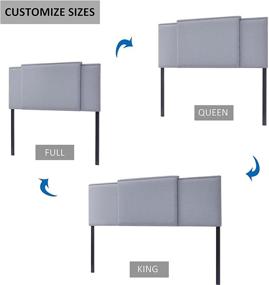 img 1 attached to KOZYSPHERE Upholstered Headboard: Versatile 3-in-1 Design for 🛏️ Queen/King/Full Beds, Modern Grey Linen with Nailheads, Adjustable Height