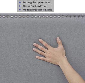 img 2 attached to KOZYSPHERE Upholstered Headboard: Versatile 3-in-1 Design for 🛏️ Queen/King/Full Beds, Modern Grey Linen with Nailheads, Adjustable Height