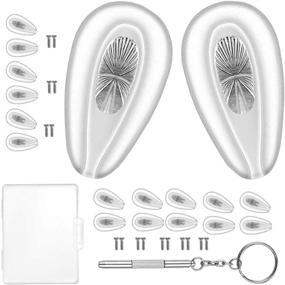 img 4 attached to Upgraded FSACLE 8 Pairs Eyeglass Nose Pads - Metal and Soft Silicone Air Chamber Design - Glasses Nose Pad Set with Repair Kit Screws and Micro Screwdriver - Silver Silicone