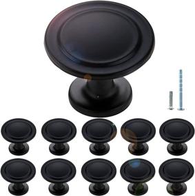 img 4 attached to 🔘 10 Pack Black Premium Cabinet Knobs - Matte Finish Dresser Drawer Knobs Pulls - 1-1/4 Inch Cupboard Handles for Kitchen, Closet, Bathroom - Round Cabinet Knobs Hardware