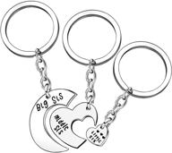 👭 agr8t 3-piece sister key chain ring set - best friend broken heart gifts for big, middle, and little sister charm logo