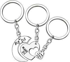 img 4 attached to 👭 AGR8T 3-piece Sister Key Chain Ring Set - Best Friend Broken Heart Gifts for Big, Middle, and Little Sister Charm