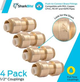 img 3 attached to SharkBite U008LFA4 Straight Coupling Push-to-Connect Plumbing Fitting, PEX Fittings, Coupler, PE-RT, HDPE, Copper, CPVC, 1/2 Inch, Pack of 4