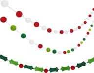 🎄 felt ball garland - holiday holly and berries felt banner pom pom garland - festive decoration for holidays logo