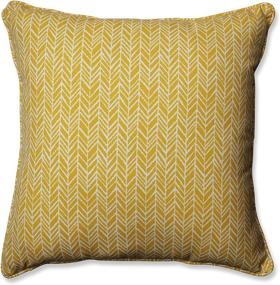 img 4 attached to 🌞 Подушка для пола Pillow Perfect Outdoor/Indoor Herringbone Egg Yolk - Жёлтая, 25" x 25