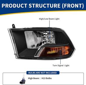 img 1 attached to 🚗 AUTOSAVER88 Compatible with 2009-2012 Dodge Ram 1500 2500 3500 Pickup Dual Beam Model Headlight Assembly Replacement - Sleek Black Housing Headlamp (Does not fit Quad Beam Headlight Models)