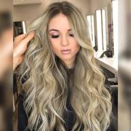 🌟 transform your look with pinkshow ombre blonde lace front wigs - natural wavy synthetic hair for women, dark root blonde, heat resistant logo