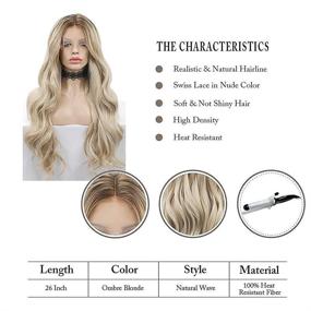 img 1 attached to 🌟 Transform Your Look with PINKSHOW Ombre Blonde Lace Front Wigs - Natural Wavy Synthetic Hair for Women, Dark Root Blonde, Heat Resistant