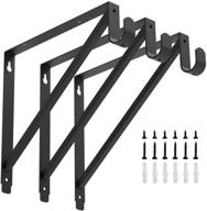 👕 sturdy closet rod & shelf brackets: reliable clothes hanger pole support bracket - 3 pack, black логотип