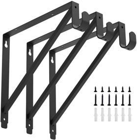 img 4 attached to 👕 Sturdy Closet Rod & Shelf Brackets: Reliable Clothes Hanger Pole Support Bracket - 3 Pack, Black