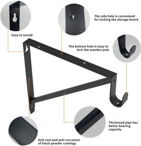 img 1 attached to 👕 Sturdy Closet Rod & Shelf Brackets: Reliable Clothes Hanger Pole Support Bracket - 3 Pack, Black