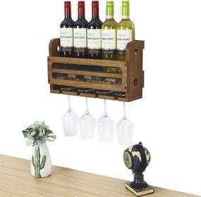 img 3 attached to 🍷 Sudoku Walnut Brown Wine Rack - Wall Mounted Wooden Holder for 5 Wine Bottles and 4 Stem Glasses with Cork Storage