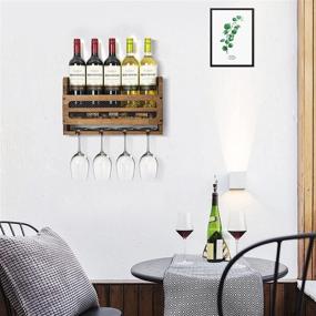 img 1 attached to 🍷 Sudoku Walnut Brown Wine Rack - Wall Mounted Wooden Holder for 5 Wine Bottles and 4 Stem Glasses with Cork Storage
