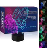 hipiya butterfly night light led 3d fairy wing lamp usb multi color festival present birthday gift faery flower for little girl girlfriend women lady teen bedroom decoration room decor (butterfly) логотип