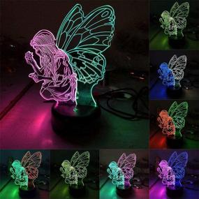 img 3 attached to HIPIYA Butterfly Night Light LED 3D Fairy Wing Lamp USB Multi Color Festival Present Birthday Gift Faery Flower For Little Girl Girlfriend Women Lady Teen Bedroom Decoration Room Decor (Butterfly)