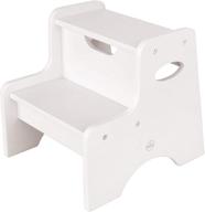 kidkraft wooden two-step children's stool with handles - white: ideal gift for ages 3-8, promote independence & safety! logo