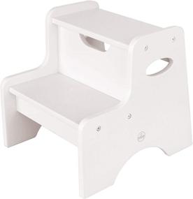 img 4 attached to KidKraft Wooden Two-Step Children's Stool with Handles - White: Ideal Gift for Ages 3-8, Promote Independence & Safety!