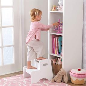 img 3 attached to KidKraft Wooden Two-Step Children's Stool with Handles - White: Ideal Gift for Ages 3-8, Promote Independence & Safety!
