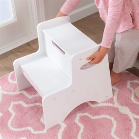 img 1 attached to KidKraft Wooden Two-Step Children's Stool with Handles - White: Ideal Gift for Ages 3-8, Promote Independence & Safety!