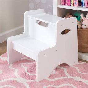 img 2 attached to KidKraft Wooden Two-Step Children's Stool with Handles - White: Ideal Gift for Ages 3-8, Promote Independence & Safety!