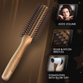 img 1 attached to 🐗 Bossman 2" Round Boar & Nylon Bristle Hair Brush for Blow Drying, Styling, Curling, Detangling, and Straightening
