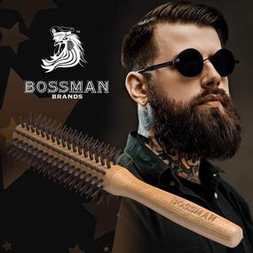 img 3 attached to 🐗 Bossman 2" Round Boar & Nylon Bristle Hair Brush for Blow Drying, Styling, Curling, Detangling, and Straightening