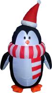 🐧 4-foot tall lighted christmas inflatable cute penguin with scarf | led lights | outdoor & indoor holiday decorations | blow up yard giant lawn inflatables | home & family outside decor | bzb goods логотип