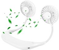 🌬️ hands-free portable neck hanging fan with aromatherapy & multicolor light – usb rechargeable, 2000mah battery for office, outdoor & travel - white logo