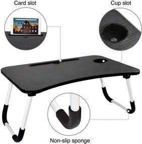 img 3 attached to 📚 ACEMERALD Portable Laptop Bed Tray Table - Foldable Standing Bed Desk, Breakfast Serving Tray with Tablet Slot and Cup Holder, Notebook Stand Reading Holder for Couch, Bed, and Floor