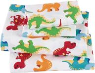 🦖 stylish dinosaur-themed boys comforter set: fancy linen full comforter with vibrant white, blue, orange, green, and red design logo