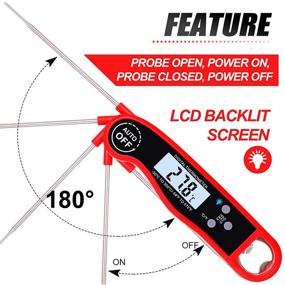 img 1 attached to Digital Instant-Reading Food Thermometer by MEANLIN MEASURE - Backlight, Automatic Calibration 🌡️ & Lock – Ideal for Outdoor Barbecue, Kitchen Frying, Steak, and Meat Temperature Measurement