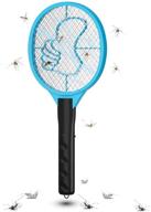 🪰 bug zapper fly racket swatter electric mosquito killer for indoor and outdoor: high voltage mesh, 3 safe layer fly moth insect killer pest trap control. handheld, safe to use - blue & black logo