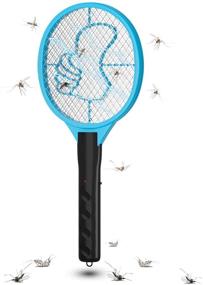 img 4 attached to 🪰 Электрический наждачный убийца комаров "Bug Zapper Fly Racket Swatter" для использования внутри и снаружи: Высоковольтные сетки, 3 защитные слоя для уничтожения мух и насекомых-листоядных. Предохранительный ловушка от вредителей. Портативный, безопасный - Синий и Черный.