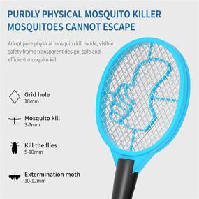 img 1 attached to 🪰 Bug Zapper Fly Racket Swatter Electric Mosquito Killer for Indoor and Outdoor: High Voltage Mesh, 3 Safe Layer Fly Moth Insect Killer Pest Trap Control. Handheld, Safe to Use - Blue & Black