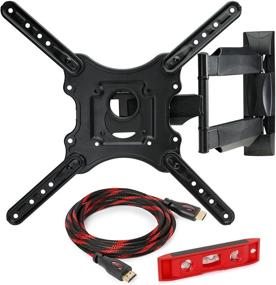 img 4 attached to 📺 Universal Fit Full Motion TV Wall Mount Monitor Bracket for 32"-52" LED, LCD and Plasma Flat Screen Displays up to VESA 400x400. Swivel, Tilt, Articulating Design with 10-Ft HDMI Cable