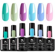 bluedee gel nail polish 6pcs/set - summer series: mint-green, light-purple, baby-blue, light-pink - 8ml/bottle uv gel soak-off nail gel - diy manicure gift for women logo