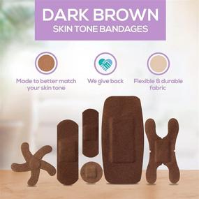 img 1 attached to Tru Colour - Assorted Bandages, Flexible Fabric Adhesive Bandages, Dark Brown Skin Tone, Purple Bag, 30-Count