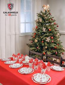 img 4 attached to Набор одноразовой посуды "Galashield Christmas" на 30 гостей - бумажные тарелки, салфетки, стаканы и скатерть - праздничные принадлежности.