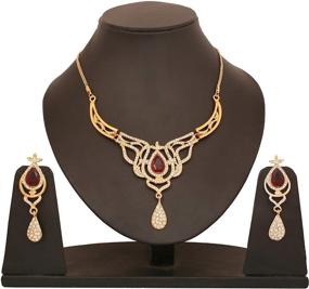 img 3 attached to 💎 Exquisite Indian Bollywood Jewelry: Diamond Look Rhinestone Crystal Necklace Set, Perfect for Colorful Weddings in Gold & Silver Tone, Designed for Women.