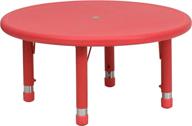 🔴 height adjustable round red plastic activity table by flash furniture, 33 inch logo