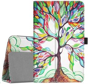 img 4 attached to 🌲 Fintie Folio Case for Samsung Galaxy Tab A 8.0 2018 SM-T387 - Slim Fit Premium Vegan Leather Stand Cover in Love Tree Design